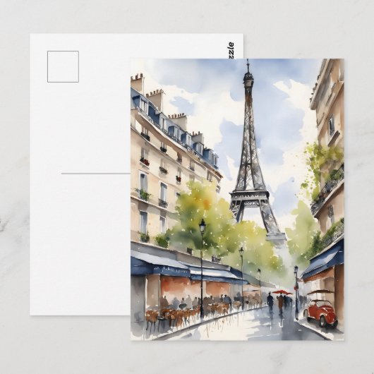 Paris Wasserfarbenart Postkarte (Vorne/Hinten)