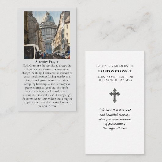 Paris Watercolor Scene Red Blue Yellow Prayer Card Visitenkarte (Vorne/Hinten)