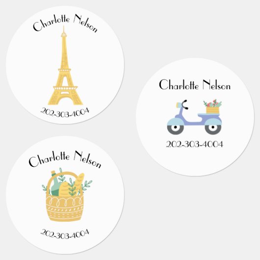 Paris Waterproof Circle Sticker Name Labels (Gruppe)