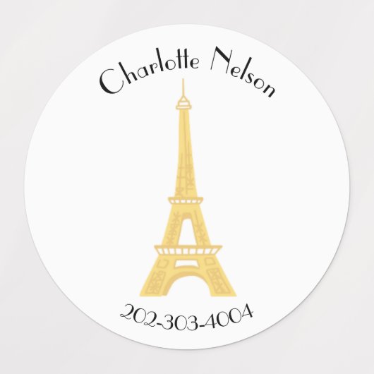 Paris Waterproof Circle Sticker Name Labels (Design 1)