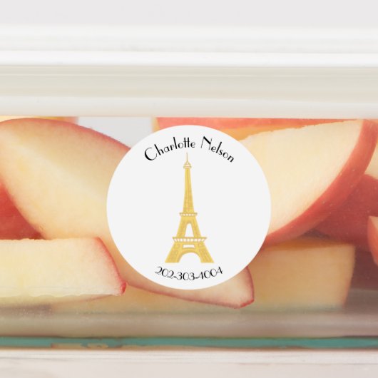 Paris Waterproof Circle Sticker Name Labels (Befestigt)