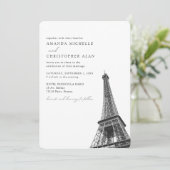 Paris Wedding Custom Eiffel Tower Foto Einladung (Stehend Vorderseite)