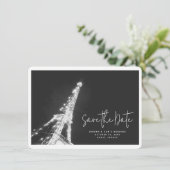 Paris Wedding Eiffel Tower Foto Save the Date Einladung (Stehend Vorderseite)