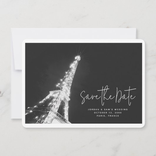 Paris Wedding Eiffel Tower Foto Save the Date Einladung (Vorderseite)