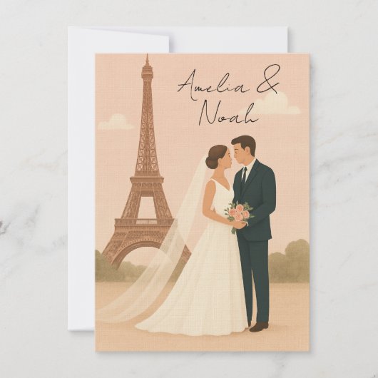 Paris Wedding Invitation | Elegant Eiffel Tower  Einladung (Vorderseite)