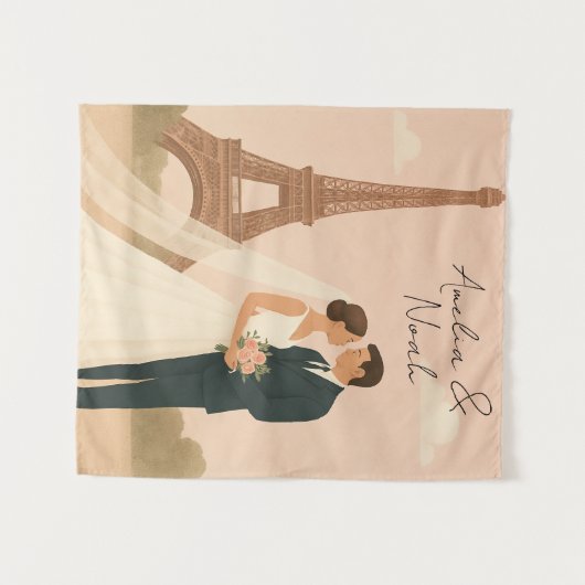 Paris Wedding Invitation | Elegant Eiffel Tower  Wandteppich (Vorderseite (Horizontal))