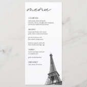 Paris Wedding Modern Elegantes Abendmenü Menükarte (Vorderseite)