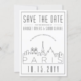 Paris Wedding | Stilisierte Skyline Save the Date Einladung