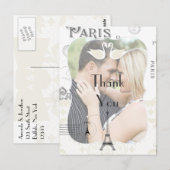 Paris Wedding Theme Vielen Dank Postkarte (Vorne/Hinten)