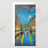 Paris Weihnachtsnacht Feiertagskarte (Vorne/Hinten)