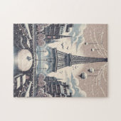 Paris Weihnachtsposter – Eiffel Tower Schnee Winte Puzzle (Horizontal)