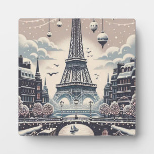 Paris Weihnachtsposter – Eiffelturm Winterlandscha Fotoplatte
