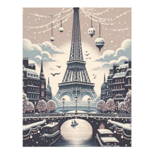 Paris-Weihnachtsposter – Schneebedeckte Winterland Fotodruck