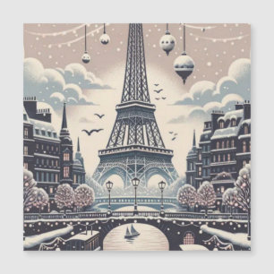 Paris-Weihnachtsposter – Schneehimmel-Silhouette Magnetkarte