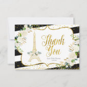 Paris White Floral Brautparty Danke Karte (Vorderseite)