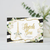 Paris White Floral Brautparty Danke Karte (Stehend Vorderseite)