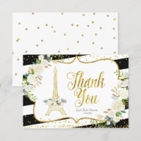 Paris White Floral Brautparty Danke Karte