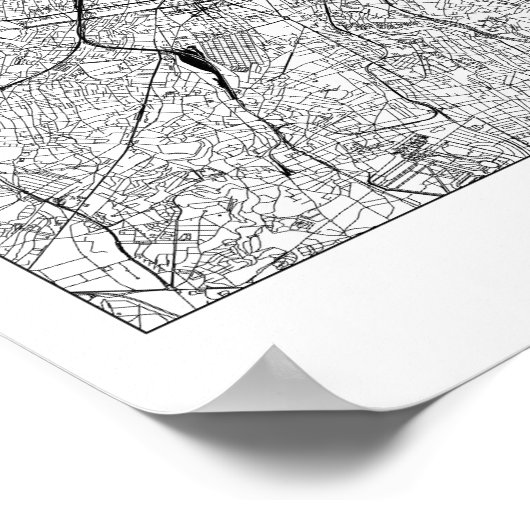 Paris White Map Poster (Ecke)