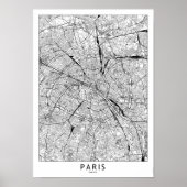 Paris White Map Poster (Vorne)