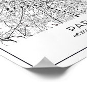 Paris White Map - Schwarz-Weiß-Karte Wohngestaltun Poster (Ecke)