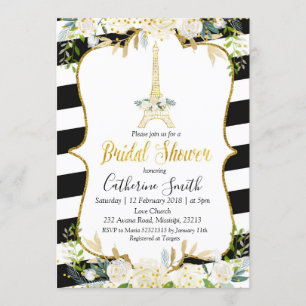 Paris White Romantic Bridal Dusche Einladung