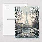 Paris Winter Schnee Eiffelturm Postkarte (Vorne/Hinten)