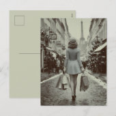 Paris Winter Shopping Stroll Feiertagspostkarte (Vorne/Hinten)