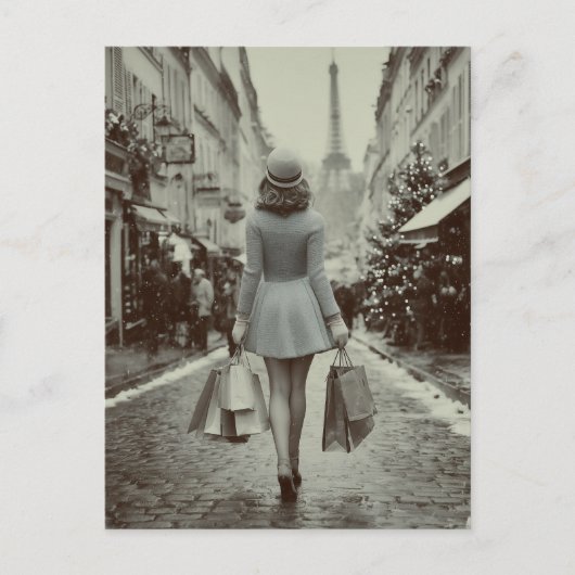 Paris Winter Shopping Stroll Feiertagspostkarte (Vorderseite)