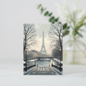 Paris Winter Snow Eiffel Tower Postkarte (Stehend Vorderseite)