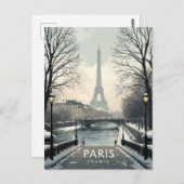 Paris Winter Snow Eiffel Tower Postkarte (Vorne/Hinten)