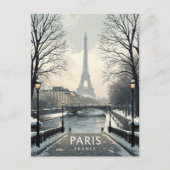 Paris Winter Snow Eiffel Tower Postkarte (Vorderseite)