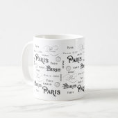 Paris-Wort-Typografie 1889 u. französische Kaffeetasse (Vorderseite Links)