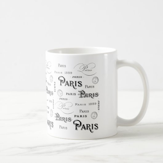 Paris-Wort-Typografie 1889 u. französische Kaffeetasse (Rechts)