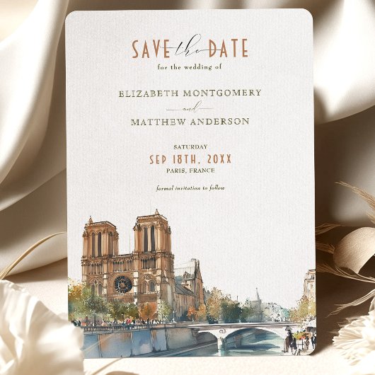 Paris Zielort Save the Date Notre Dame Einladung