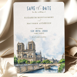 Paris Zielort Save the Date Notre Dame Einladung