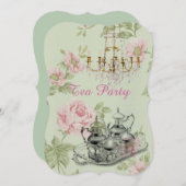 Parisblumenfrühlings-Brautparty-Tee-Party Einladung (Vorne/Hinten)
