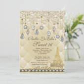 ParisDiamond und Perlen Einladungen zur Geburtstag (Stehend Vorderseite)