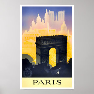 Pariser Arc de Triomphe Vintage Reiseplakat Poster