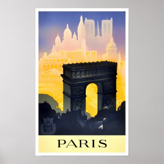 Pariser Arc de Triomphe Vintage Reiseplakat Poster (Vorne)