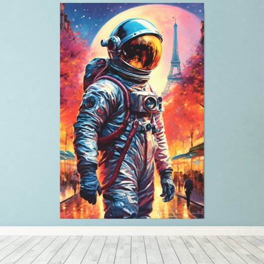 Pariser Astronaut Leinwanddruck (Insitu (Holzboden))
