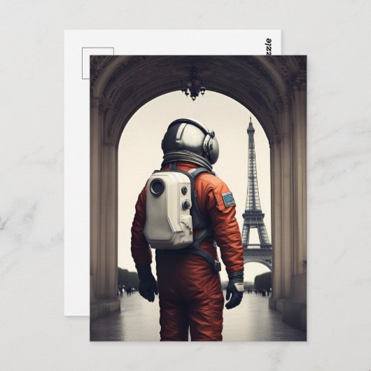 Pariser Astronaut Postkarte (Vorne/Hinten)