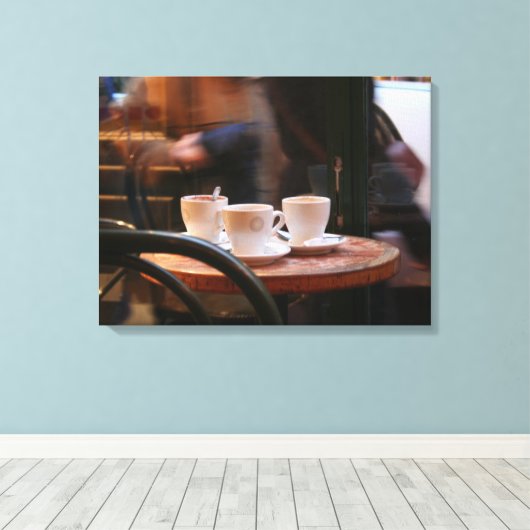 Pariser Atmosphäre Kaffeegenast oder Geist-Leinwan Leinwanddruck (Insitu (Holzboden))