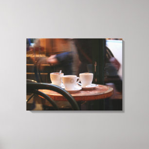 Pariser Atmosphäre Kaffeegenast oder Geist-Leinwan Leinwanddruck