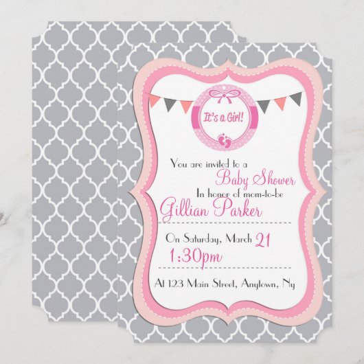 Pariser Babydusche Einladung (Vorne/Hinten)