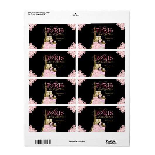 Pariser Babydusche Wasserflaschen Labels (Vorne)