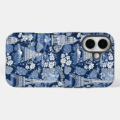 Pariser Blaue Toile gemusterter Stoff Case-Mate iPhone Hülle (Rückseite (Horizontal))