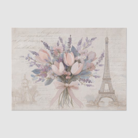 Pariser Blumenstrauß Vintage-Französische Ephemera Seidenpapier (Vorderseite)