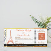 Pariser Boarding-Pass Hochzeit Einladung (Stehend Vorderseite)