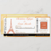 Pariser Boarding-Pass Hochzeit Einladung (Vorne/Hinten)