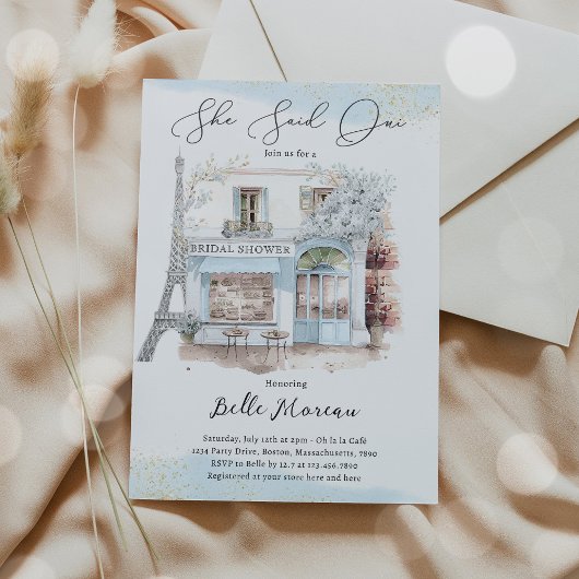 Pariser Brautparty Sie sagte Oui Französisch Brida Einladung